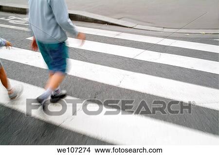 Children walking across a zebra crossing on a city street, Paris, France View Large Photo Image Picture - Children walking across a zebra crossing on a city street, Paris, France. Fotosearch