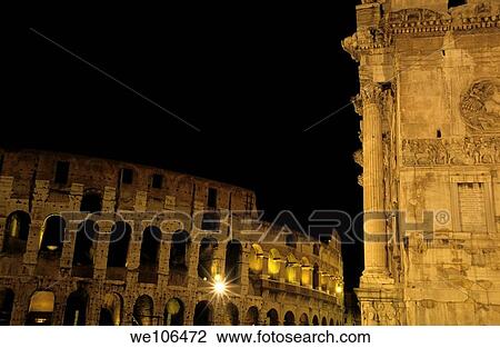 Colosseum and Arch of Constantine illuminated at night, Rome, Italy View Large Photo Image Stock Image - Colosseum and Arch of Constantine illuminated at night, Rome, Italy. Fotosearch