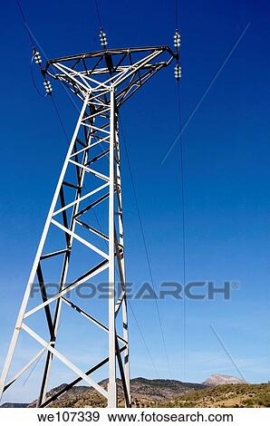 Electricity pylon in the countryside, Andalusia, Spain View Large Photo Image Stock Photo - Electricity pylon in the countryside, Andalusia, Spain. Fotosearch