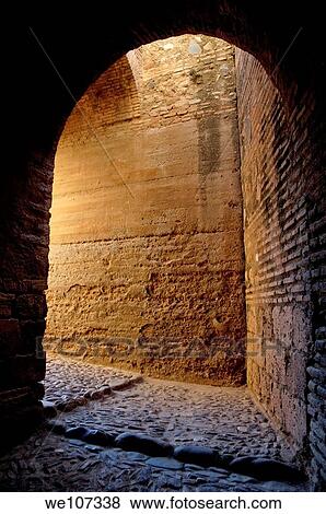 Entrance to the alcazaba fortification at Alhambra, a 14th-century palace in Granada, Andalusia, Spain View Large Photo Image Stock Photo - Entrance to the alcazaba fortification at Alhambra, a 14th-century palace in Granada, Andalusia, Spain. Fotosearch