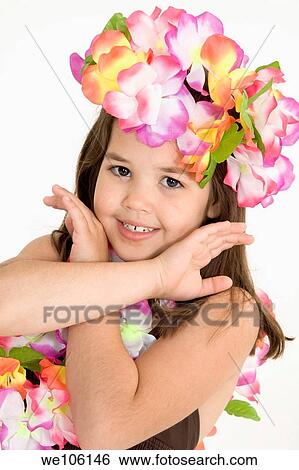 Five year old girl dressed in an Hula Dancers outfit on white background View Large Photo Image Stock Photograph - Five year old girl dressed in an Hula Dancers outfit on white background. Fotosearch