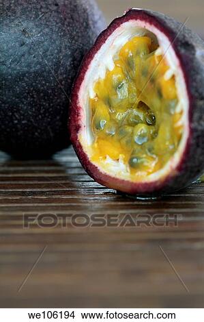 Picture - Halved Granadila. Fotosearch