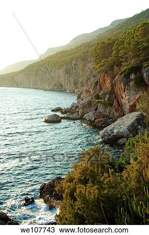 Stock Image - Hvar Island cliffs and Adriatic Sea, Croatia. Fotosearch