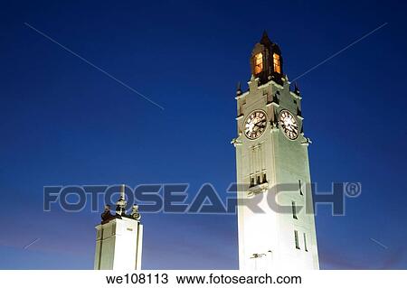 Illuminated Clock Tower in the Old Port of Montreal at Dawn, Old Montreal, Quebec, Canada View Large Photo Image Stock Image - Illuminated Clock Tower in the Old Port of Montreal at Dawn, Old Montreal, Quebec, Canada. Fotosearch