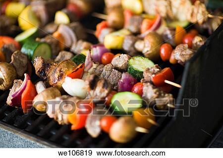 Kebabs on Grill No MR Property Release View Large Photo Image Stock Photo - Kebabs on Grill No MR Property Release. Fotosearch