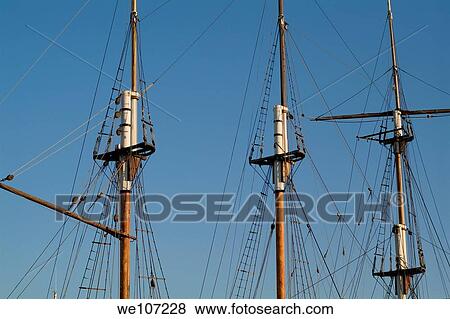 Masts of sailing ships without sails View Large Photo Image Stock Photo - Masts of sailing ships without sails. Fotosearch