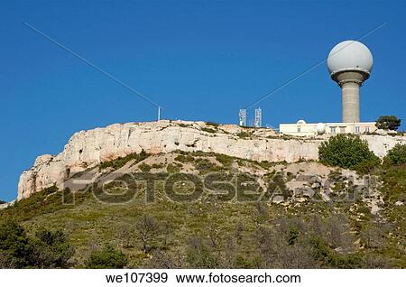 Meteorological station dome on a cliff top, Vitrolles, Provence, France View Large Photo Image Stock Photo - Meteorological station dome on a cliff top, Vitrolles, Provence, France. Fotosearch