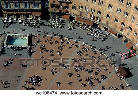 People in the Piazza del Campo seen from Torre del Mangia, Siena, Italy View Large Photo Image Picture - People in the Piazza del Campo seen from Torre del Mangia, Siena, Italy. Fotosearch