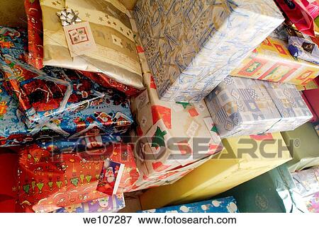 Stock Photo - Pile of Christmas presents. Fotosearch