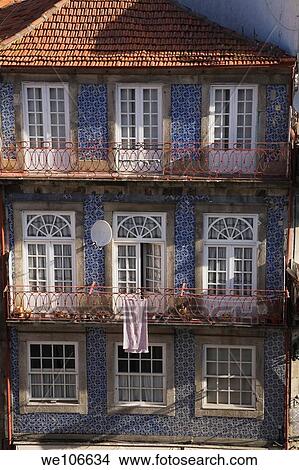 Residential apartment building in Porto, Portugal, Europe View Large Photo Image Picture - Residential apartment building in Porto, Portugal, Europe. Fotosearch