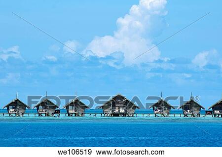 Resort bungalows over sea, Maldives View Large Photo Image Stock Photo - Resort bungalows over sea, Maldives. Fotosearch