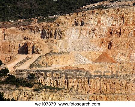 Stock Photo - Rock formations created by a stone quarry. Fotosearch