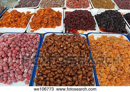 Selection of dried fruits for sale at the market in the Muslim District of Danqingzhen Si, Xian, Shaanxi, China View Large Photo Image Stock Image - Selection of dried fruits for sale at the market in the Muslim District of Danqingzhen Si, Xian, Shaanxi, China. Fotosearch