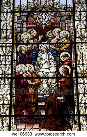Stained Glass window depicting a Religious scene, Notre-Dame de Quebec Basilica-Cathedral, Quebec City, Quebec, Canada View Large Photo Image Stock Image - Stained Glass window depicting a Religious scene, Notre-Dame de Quebec Basilica-Cathedral, Quebec City, Quebec, Canada. Fotosearch