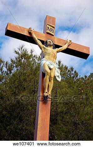 Statue of Jesus Christ on the cross with trees in the background, Allauch Village, Provence, France View Large Photo Image Stock Image - Statue of Jesus Christ on the cross with trees in the background, Allauch Village, Provence, France. Fotosearch