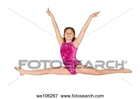 Stock Photo - Ten year old caucasian girl in gymnastics poses. Fotosearch