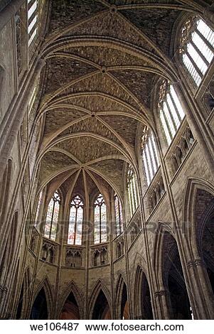 Vaulted ceilings and stained glass windows of Saint Andre Cathedral, Bordeaux, Aquitaine, France View Large Photo Image Stock Photo - Vaulted ceilings and stained glass windows of Saint Andre Cathedral, Bordeaux, Aquitaine, France. Fotosearch