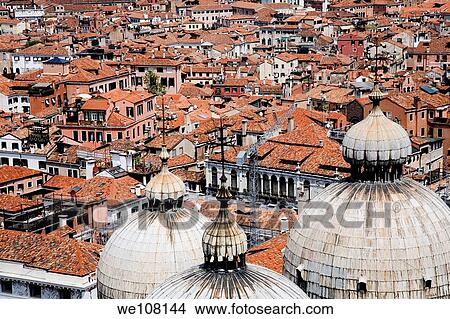 Venice rooftops with the domes of Basilica San Marco in the foreground Venice Italy View Large Photo Image Picture - Venice rooftops with the domes of Basilica San Marco in the foreground Venice Italy. Fotosearch