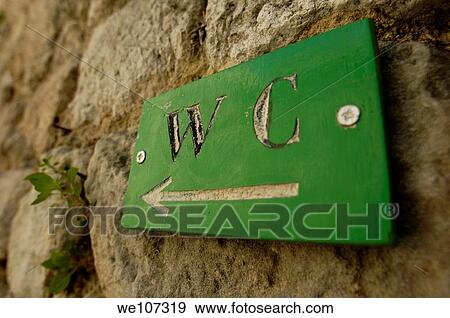 Water closet sign on an old stone wall View Large Photo Image Stock Photo - Water closet sign on an old stone wall. Fotosearch