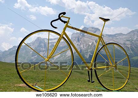 Yellow bicycle in the Pyrenees mountains View Large Photo Image Stock Image - Yellow bicycle in the Pyrenees mountains. Fotosearch
