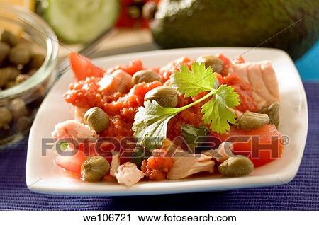 A plate of vegetables and fish salad View Large Photo Image Stock Image - A plate of vegetables and fish salad. Fotosearch