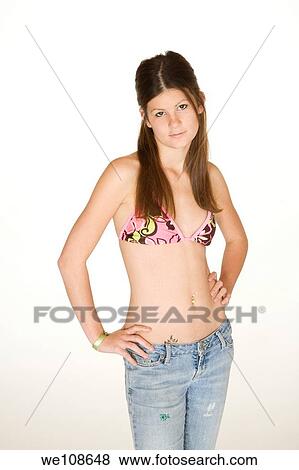 Adolescente, modelage, maillot de bain Banque de Photo Adolescente, modelage, maillot de bain Banque de Photo
