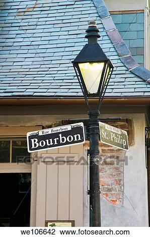 Bourbon Street sign with the haunted Lafitte's Blacksmith Shop in the background, New Orleans, Louisiana View Large Photo Image Stock Image - Bourbon Street sign with the haunted Lafitte's Blacksmith Shop in the background, New Orleans, Louisiana. Fotosearch