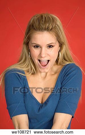 Caucasian woman showing facial expressions in a studio View Large Photo Image Stock Image - Caucasian woman showing facial expressions in a studio. Fotosearch
