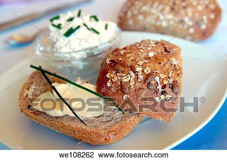 Cereal roll sandwich with cottage cheese View Large Photo Image Stock Image - Cereal roll sandwich with cottage cheese. Fotosearch