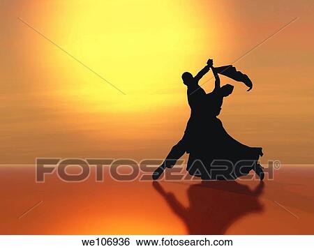 Stock Photograph - Dancing in the light of the setting sun. Fotosearch