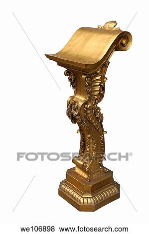 Stock Photo - Decorated gilded pulpit, lectern. Fotosearch