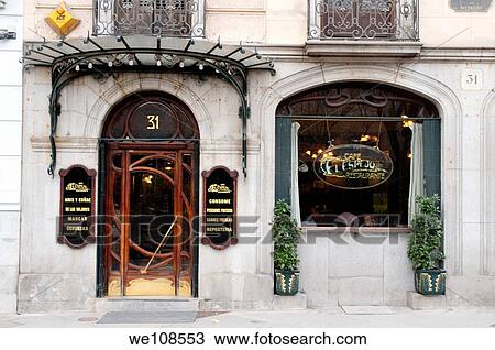 Facade of El Espejo cafe, Paseo de Recoletos. Madrid, Spain. View Large Photo Image Stock Image - Facade of El Espejo cafe, Paseo de Recoletos. Madrid, Spain.. Fotosearch