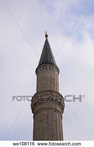 Minaret Tower at the Hagia Sofia Museum, Istanbul, Turkey View Large Photo Image Stock Photograph - Minaret Tower at the Hagia Sofia Museum, Istanbul, Turkey. Fotosearch