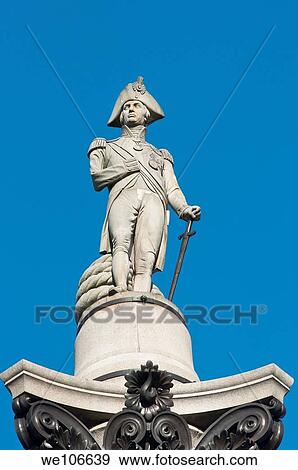 Nelson's statue at the top of Nelson's Column at Trafalgar square, London, UK View Large Photo Image Stock Photo - Nelson's statue at the top of Nelson's Column at Trafalgar square, London, UK. Fotosearch