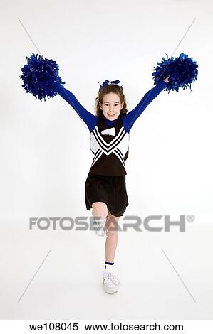 Nine year old girl dressed as cheerleader View Large Photo Image Stock Photography - Nine year old girl dressed as cheerleader. Fotosearch