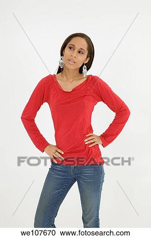 Stock Image - Portrait of beautiful young African American teenager. Fotosearch