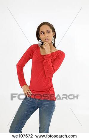 Stock Image - Portrait of beautiful young African American teenager. Fotosearch