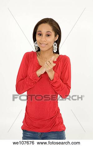 Stock Photograph - Portrait of beautiful young African American teenager. Fotosearch