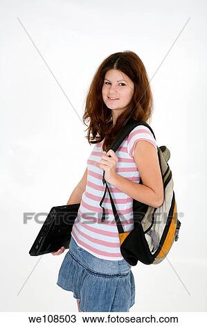 Portrait of Caucasian teen getting ready for school View Large Photo Image Stock Image - Portrait of Caucasian teen getting ready for school. Fotosearch