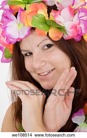 Teenage girl dressed as Hula girl View Large Photo Image Picture - Teenage girl dressed as Hula girl. Fotosearch