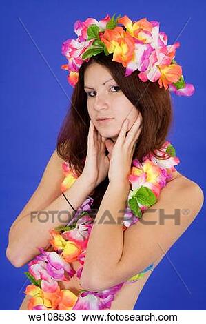 Teenage girl dressed as Hula girl View Large Photo Image Stock Image - Teenage girl dressed as Hula girl. Fotosearch