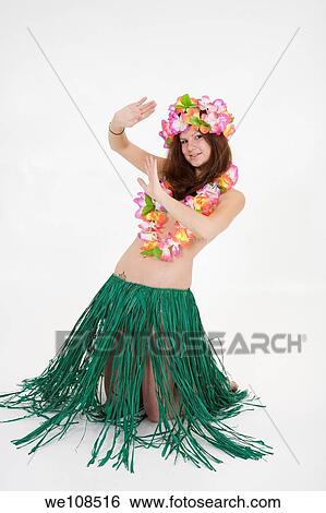 Teenage girl dressed as Hula girl View Large Photo Image Stock Photograph - Teenage girl dressed as Hula girl. Fotosearch
