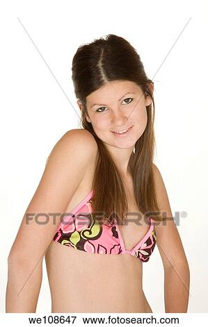 Teenage girl modeling swimsuit View Large Photo Image Stock Photo - Teenage girl modeling swimsuit. Fotosearch