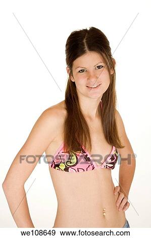Teenage girl modeling swimsuit View Large Photo Image Stock Photo - Teenage girl modeling swimsuit. Fotosearch