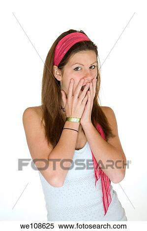 Teenage girl posing on a white background View Large Photo Image Stock Photography - Teenage girl posing on a white background. Fotosearch