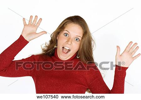 Woman looking surprised View Large Photo Image Stock Image - Woman looking surprised. Fotosearch