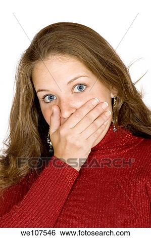Stock Photograph - Woman looking surprised. Fotosearch