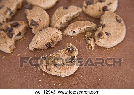 Broken chocolate chip cookies View Large Photo Image Stock Image - Broken chocolate chip cookies. Fotosearch