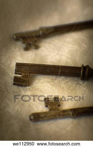 Close-up of old keys View Large Photo Image Stock Image - Close-up of old keys. Fotosearch