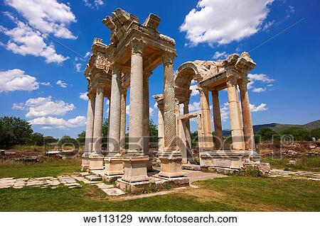 double Tetrapylon Gate 1, Aphrodisias, Turkey A tetrapylon Greek: etp, ´four gates´ is an ancient type of Roman monument of cubic shape, with a gate on each of the four sides: generally it was built on a crossroads View Large Photo Image Stock Photo - double Tetrapylon Gate 1, Aphrodisias, Turkey A tetrapylon Greek: etp, ´four gates´ is an ancient type of Roman monument of cubic shape, with a gate on each of the four sides: generally it was built on a crossroads. Fotosearch